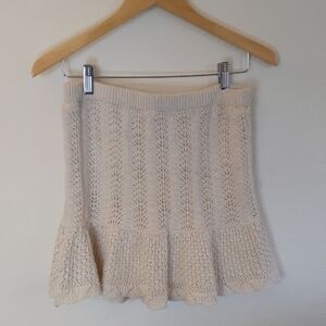 Freshman Cream crochet Mini Skirt Flair Y2K Fairy Romantic M